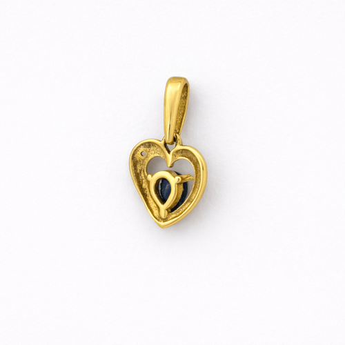 Pendentif Pendentif cœur en or jaune 18 carats, saphir poire et diamants 58 Facettes 32934