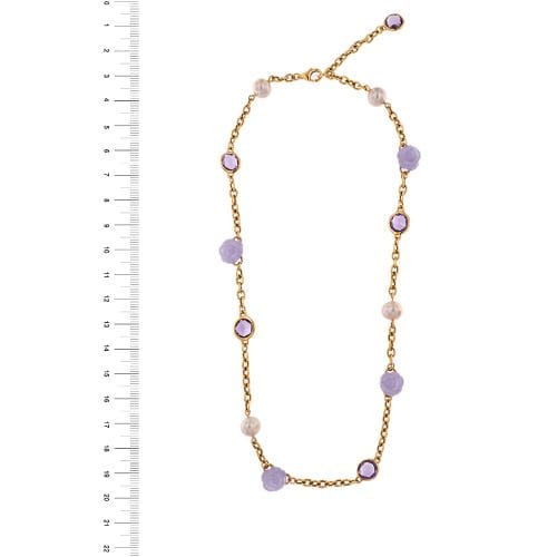 Collier MIMI - Collier en or rose 18 carats avec perles, améthystes et jade lavande 58 Facettes 32958