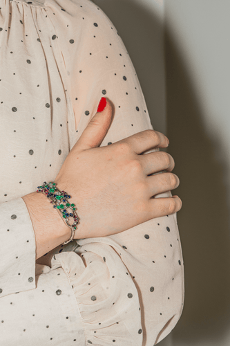 Bracelet Jean Vendôme - Bracelet en or blanc et platine saphirs, émeraudes, rubis, diamants 58 Facettes 3298646CN