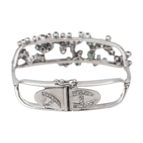 Bracelet Jean Vendôme - Bracelet en or blanc et platine saphirs, émeraudes, rubis, diamants 58 Facettes 3298646CN