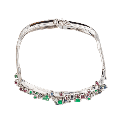 Bracelet Jean Vendôme Bracelet  Or blanc, Platine Saphir, Emeraude, Rubis 58 Facettes 3298646CN