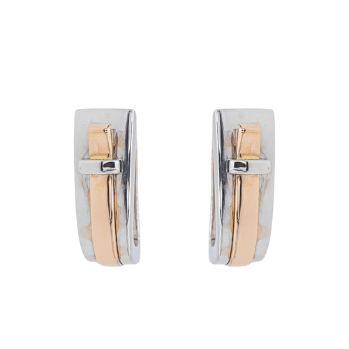 Boucles d'oreilles Guy Laroche - Boucles d’oreilles dormeuses bicolores en or blanc et or rose 58 Facettes 3298906CN