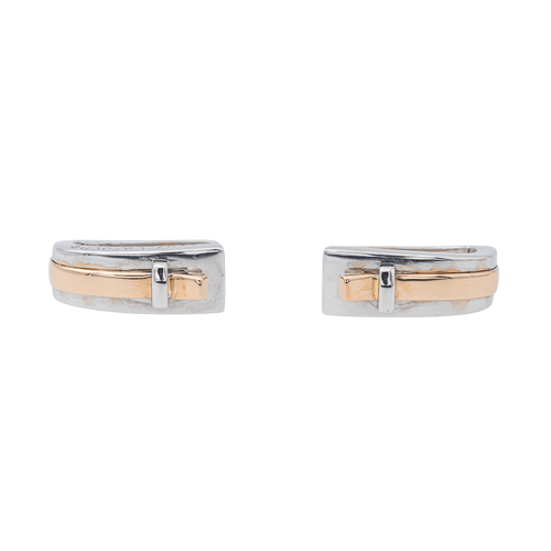 Boucles d'oreilles Guy Laroche - Boucles d’oreilles dormeuses bicolores en or blanc et or rose 58 Facettes 3298906CN