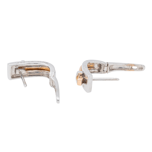 Boucles d'oreilles Guy Laroche - Boucles d’oreilles dormeuses bicolores en or blanc et or rose 58 Facettes 3298906CN