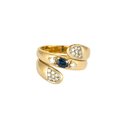 Bague 59 Bague Spirale en or jaune 18 carats et diamants, saphir 58 Facettes BO/240042