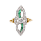 Bague 53 Bague en or jaune et blanc 18 carats avec diamants et émeraudes 58 Facettes 3308125CN