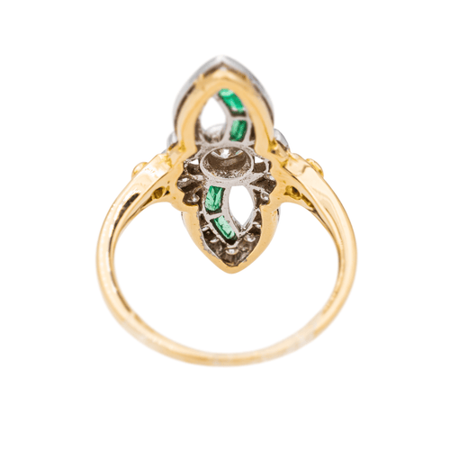 Bague 53 Bague en or jaune et blanc 18 carats avec diamants et émeraudes 58 Facettes 3308125CN