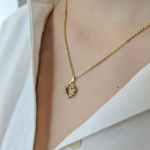 Pendentif Pendentif cœur en or jaune 18 carats et diamants 58 Facettes 33147