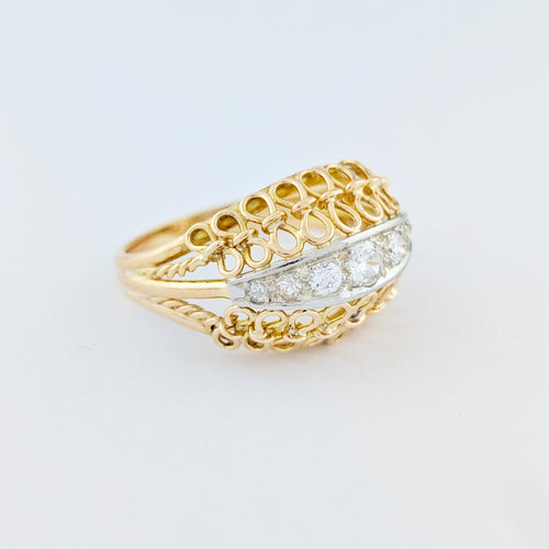 Bague 62 Bague dôme en or jaune 18 carats et diamants 58 Facettes 33373