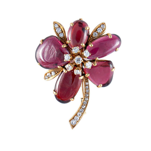 Broche Broche Fleur Grenats & Diamants, Or Jaune 58 Facettes DV0032-38