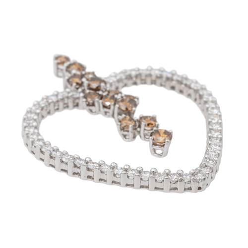 Pendentif Pendentif cœur en or blanc 18 carats et diamants 58 Facettes 3351134CN