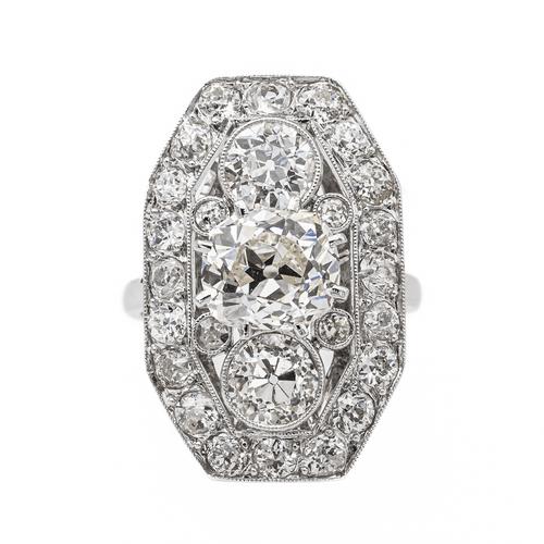 Bague 46 Bague Art déco en or blanc 18 carats, platine et diamants 58 Facettes 3358945CN
