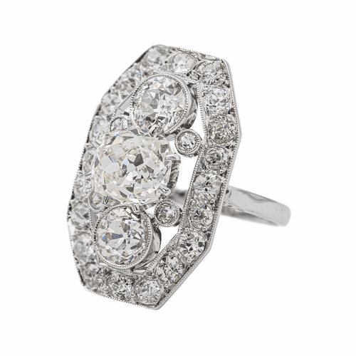 Bague 46 Bague Art déco en or blanc 18 carats, platine et diamants 58 Facettes 3358945CN