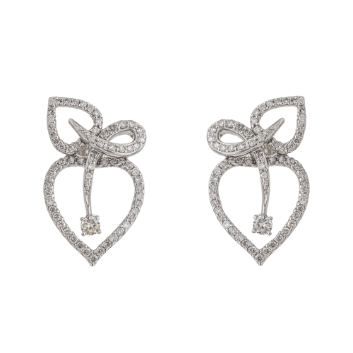 Boucles d'oreilles Boucles d’oreilles feuille en or blanc 18 carats et diamants 58 Facettes 3367695CN