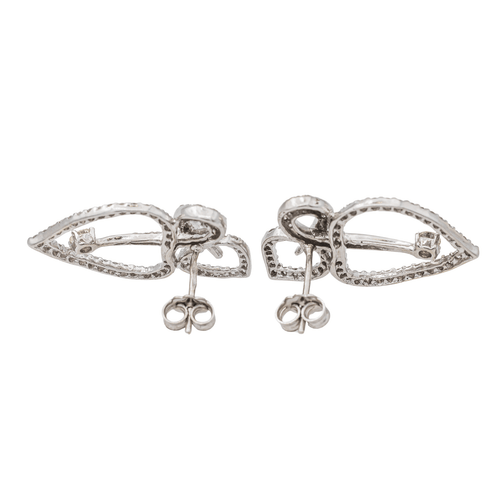 Boucles d'oreilles Boucles d’oreilles feuille en or blanc 18 carats et diamants 58 Facettes 3367695CN
