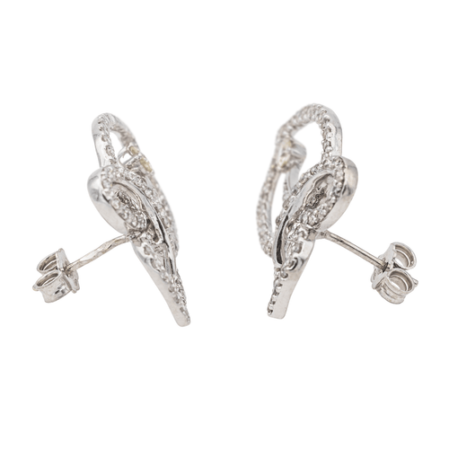 Boucles d'oreilles Boucles d’oreilles feuille en or blanc 18 carats et diamants 58 Facettes 3367695CN