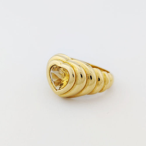 Bague 50 Bague cœur en or jaune 18 carats et citrine 58 Facettes 33706