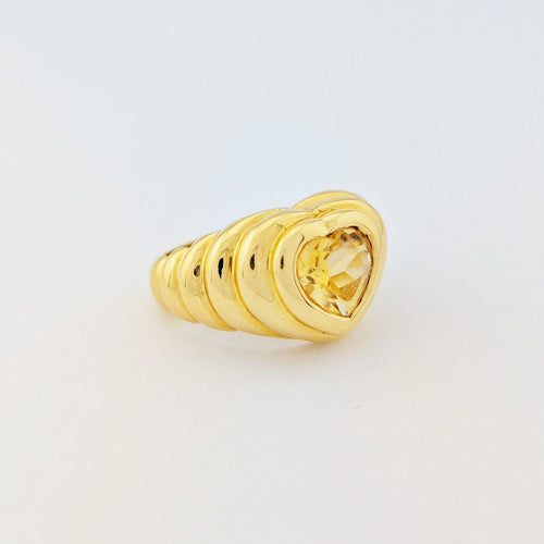 Bague 50 Bague cœur en or jaune 18 carats et citrine 58 Facettes 33706