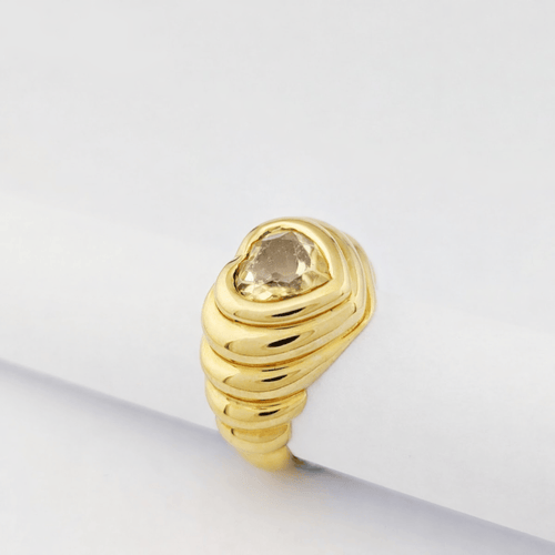 Bague 50 Bague cœur en or jaune 18 carats et citrine 58 Facettes 33706