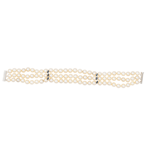 Bracelet Bracelet Perles Or blanc Perle, Saphir 58 Facettes 3376723CN