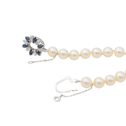 Collier Collier Perle Or blanc Perle, Saphir 58 Facettes 3376725CN