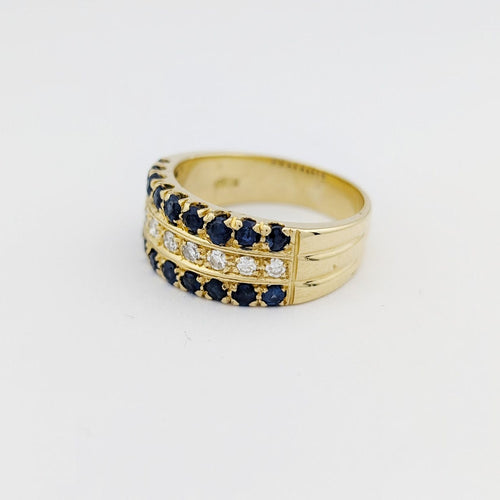 Bague 55 Bague en or jaune 18 carats sertie de diamants et saphirs 58 Facettes 33775
