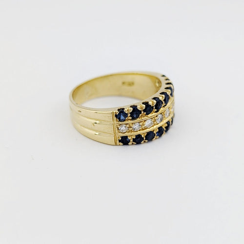 Bague 55 Bague en or jaune 18 carats sertie de diamants et saphirs 58 Facettes 33775