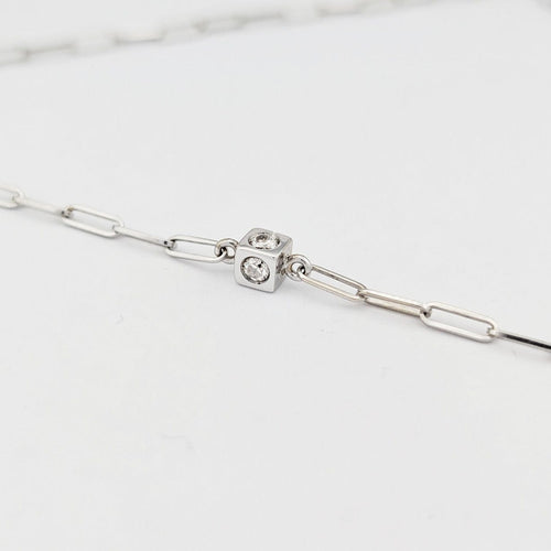 Collier Dinh Van Le Cube Diamant - Collier en or blanc 18 carats et diamant 58 Facettes 33777