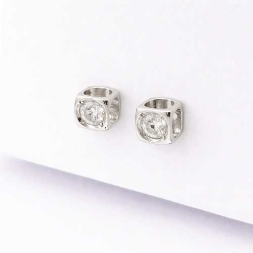 Boucles d'oreilles Dinh Van Le Cube Diamant - Boucles d’oreilles en or blanc 18 carats et diamants 58 Facettes 33779