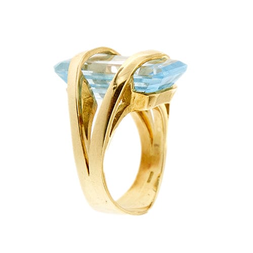 Bague Bague en or jaune 18 carats avec topaze rectangulaire 12 ct 58 Facettes 33849