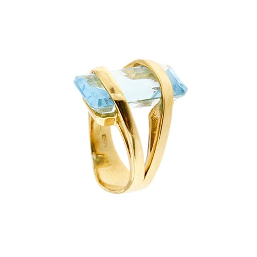 Bague Bague en or jaune 18 carats avec topaze rectangulaire 12 ct 58 Facettes 33849