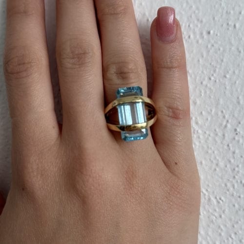 Bague Bague en or jaune 18 carats avec topaze rectangulaire 12 ct 58 Facettes 33849