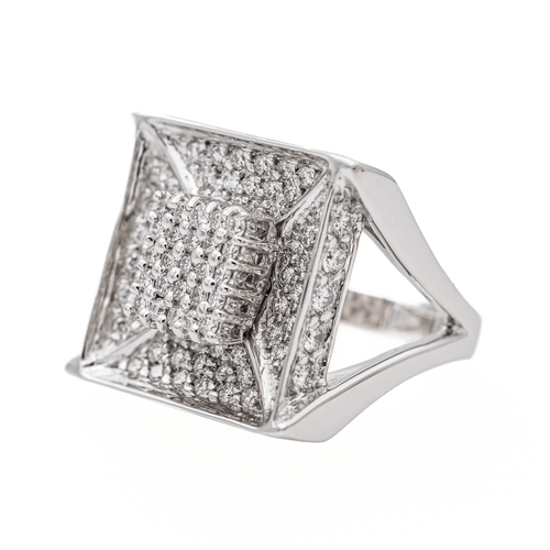 Bague 51.5 Bague pavée en or blanc 18 carats et diamants 58 Facettes 3389097CN
