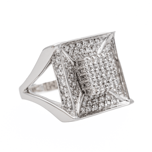 Bague 51.5 Bague pavée en or blanc 18 carats et diamants 58 Facettes 3389097CN