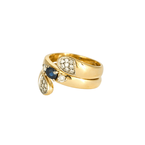 Bague 59 Bague Spirale en or jaune 18 carats et diamants, saphir 58 Facettes BO/240042