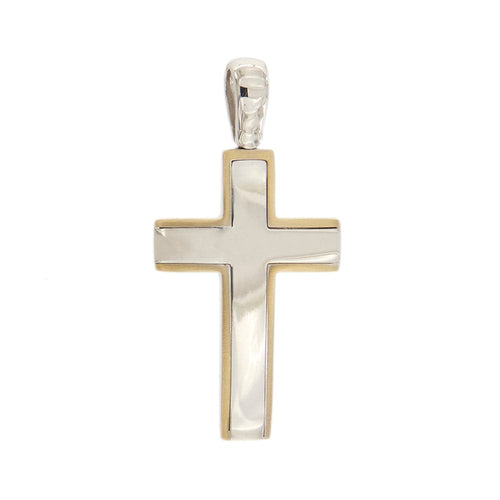 Pendentif Pendentif croix en or blanc et or jaune 18 ct 58 Facettes 34785