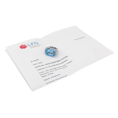 Bague 51 Bague Or blanc Aigue marine, Diamant 58 Facettes 3411144CN