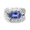 Bague 51 Bague cocktail en or blanc 18 carats avec tanzanite et diamants 58 Facettes 3411145CN