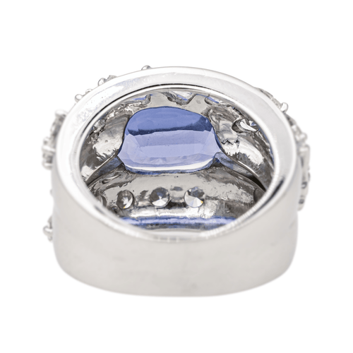 Bague 51 Bague cocktail en or blanc 18 carats avec tanzanite et diamants 58 Facettes 3411145CN