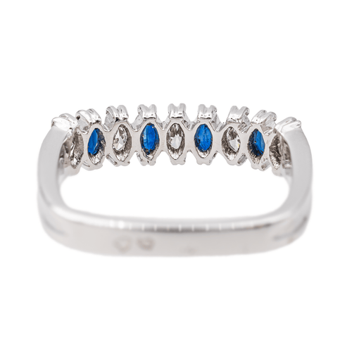 Bague 50 Bague en or blanc et platine saphirs et diamants 58 Facettes 3417085CN