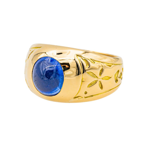 Bague 56 Bague en or jaune 18 carats avec saphir cabochon 58 Facettes 3426728RV