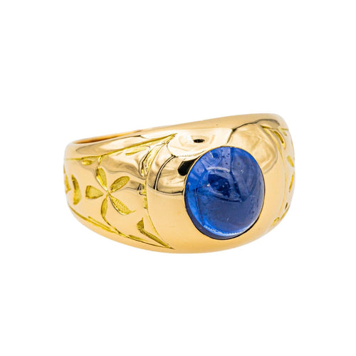 Bague 56 Bague en or jaune 18 carats avec saphir cabochon 58 Facettes 3426728RV