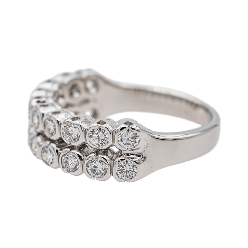Bague 51 Bague demi-alliance diamants en or blanc 18 carats et platine 58 Facettes 3429844CN
