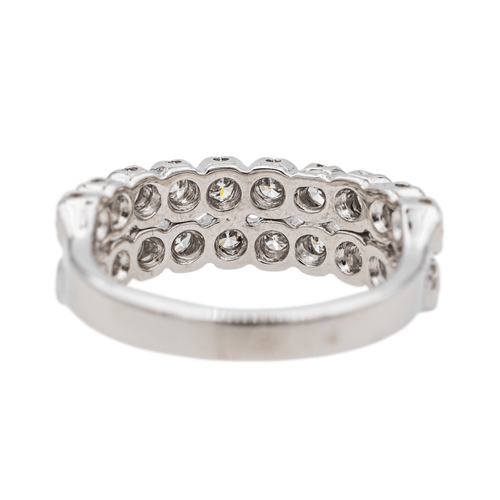 Bague 51 Bague demi-alliance diamants en or blanc 18 carats et platine 58 Facettes 3429844CN
