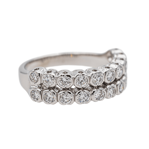 Bague 51 Bague demi-alliance diamants en or blanc 18 carats et platine 58 Facettes 3429844CN