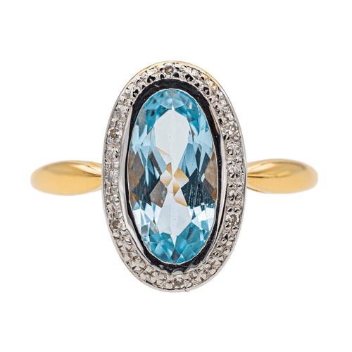 Bague 59 Bague en or jaune 18 carats avec topaze ovale et diamants 58 Facettes 3437190CN