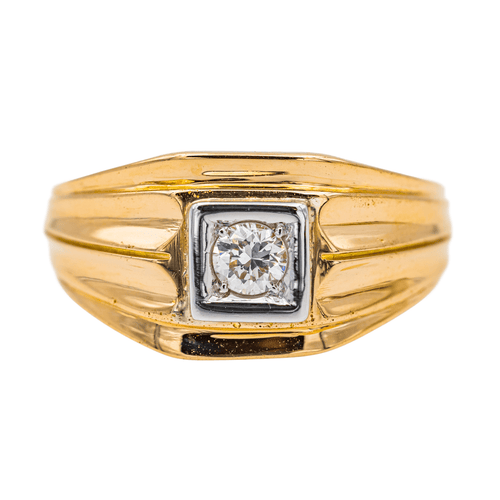 Bague 58.5 Bague tank sertie d’un diamant en or rose 18 carats 58 Facettes 3437192CN