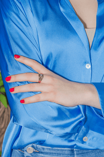 Bague 58.5 Bague tank sertie d’un diamant en or rose 18 carats 58 Facettes 3437192CN