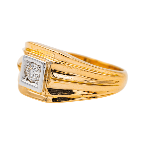 Bague 58.5 Bague tank sertie d’un diamant en or rose 18 carats 58 Facettes 3437192CN