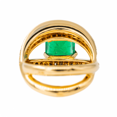 Bague 54.5 Bague Or jaune Emeraude, Diamant 58 Facettes 3440736CN